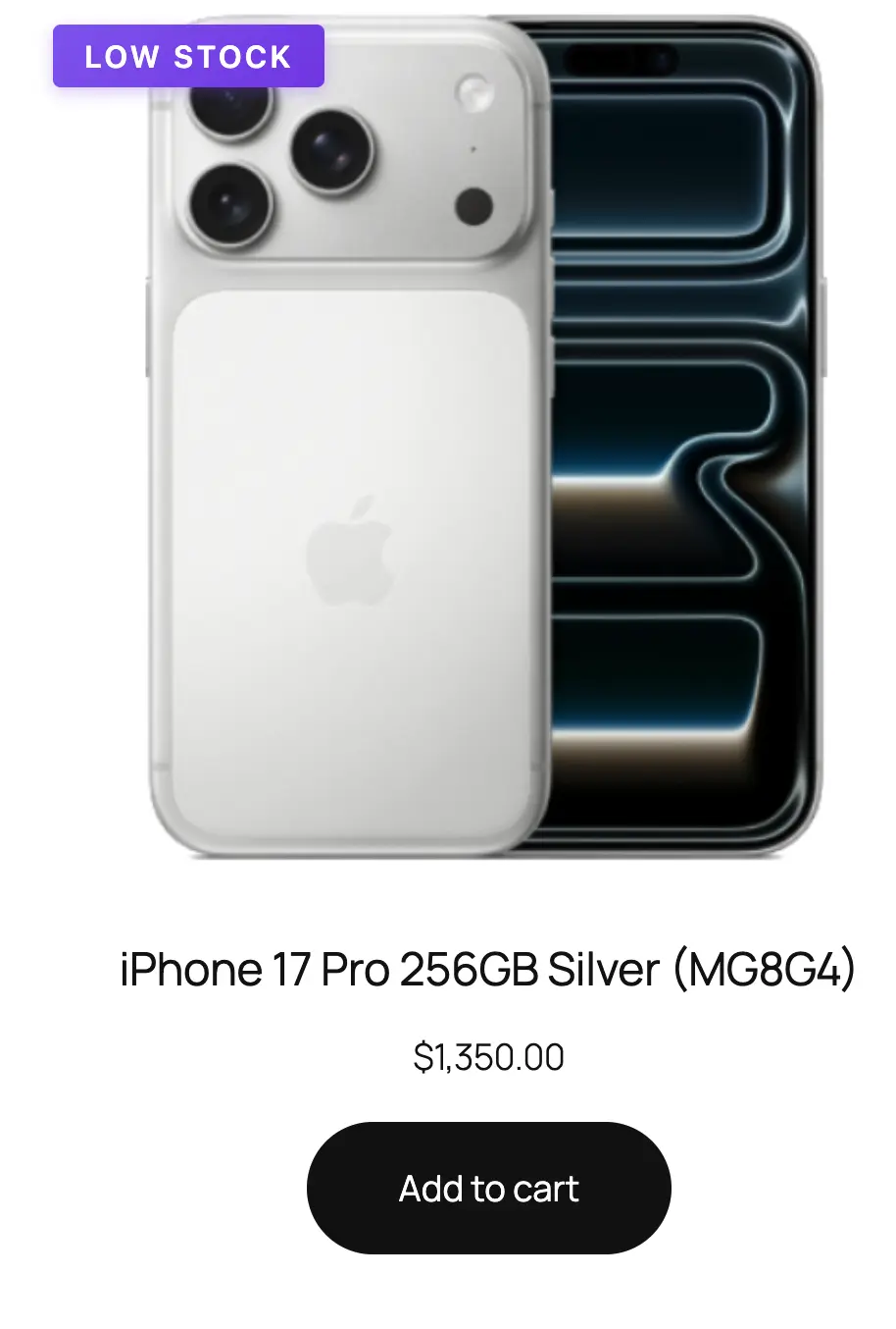 Low stock badge example